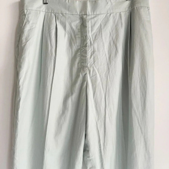 Donna Karan new York Black Label Mint Green Cotton Rayon Wide  Leg Pants 16 - Picture 2 of 6